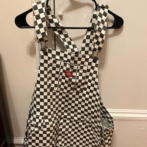 Dickies Girl Roll Hem Shortalls Juniors Size Black Checkered